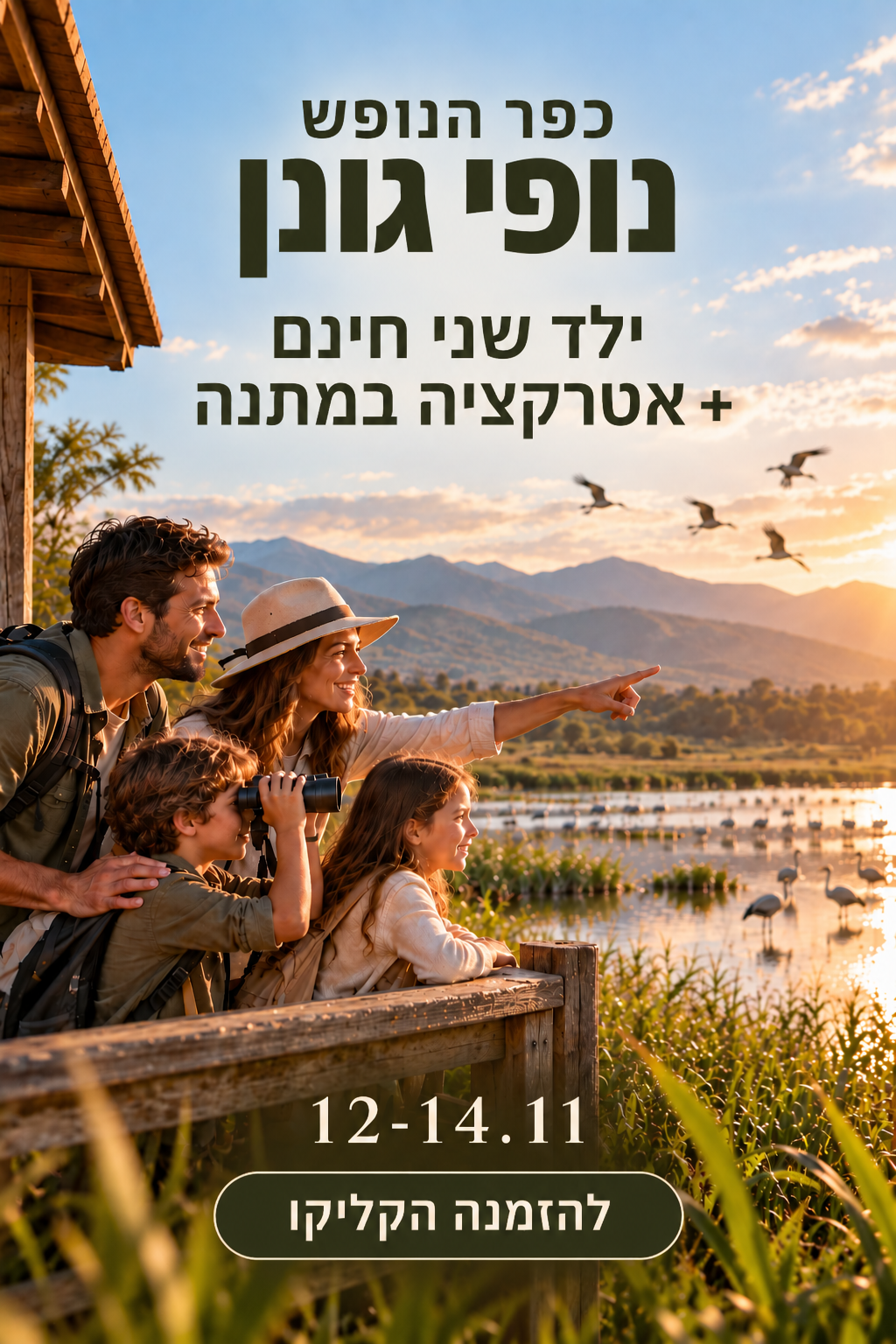 כפר הנופש נופי גונן 12–14.11 להזמנה הקליקו